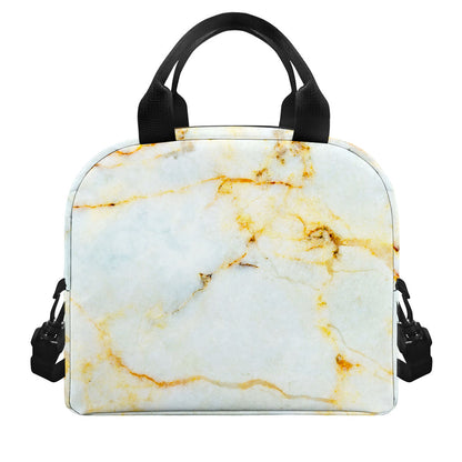 Natural Gold Marble Print Insulated Lunch Bag