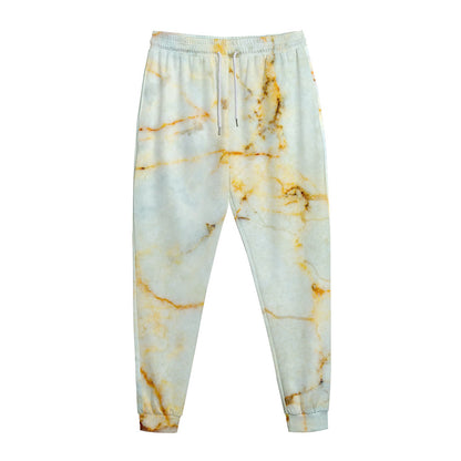 Natural Gold Marble Print Jogger Pants