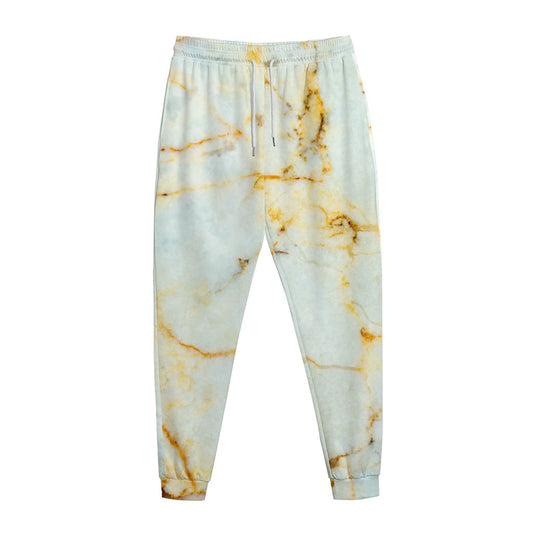 Natural Gold Marble Print Jogger Pants