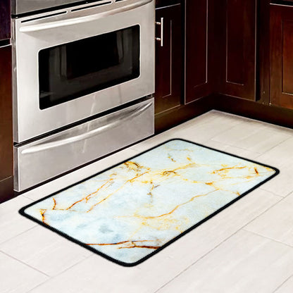 Natural Gold Marble Print Kitchen Mat