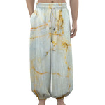 Natural Gold Marble Print Lantern Pants