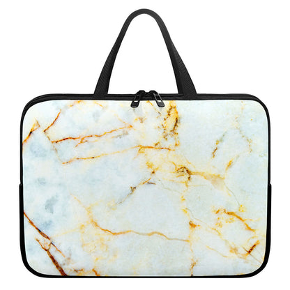 Natural Gold Marble Print Laptop Sleeve With Handle