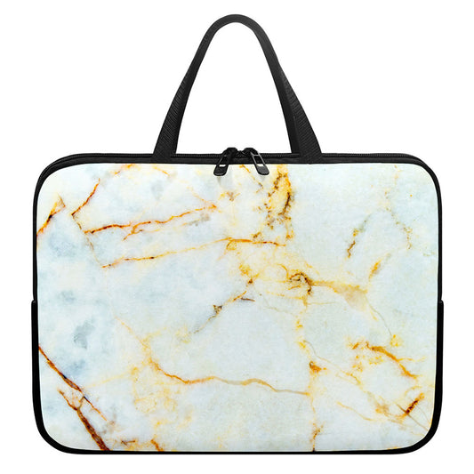 Natural Gold Marble Print Laptop Sleeve With Handle