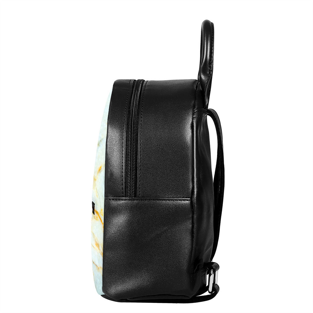 Natural Gold Marble Print Leather Backpack