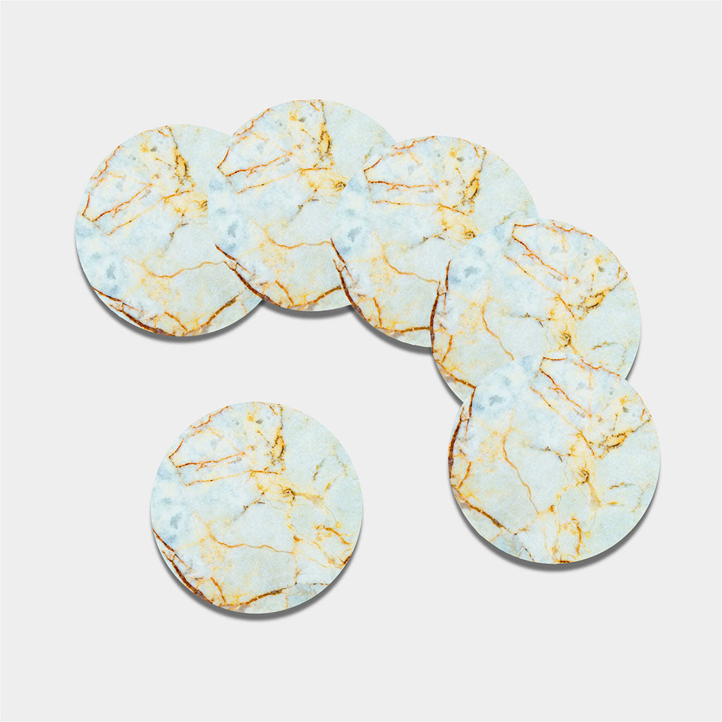Natural Gold Marble Print Leather Coaster Set