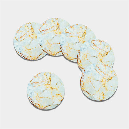 Natural Gold Marble Print Leather Coaster Set