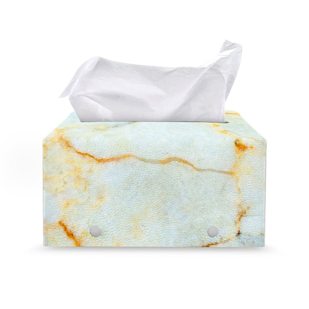 Natural Gold Marble Print Leather Tissue Box Cover