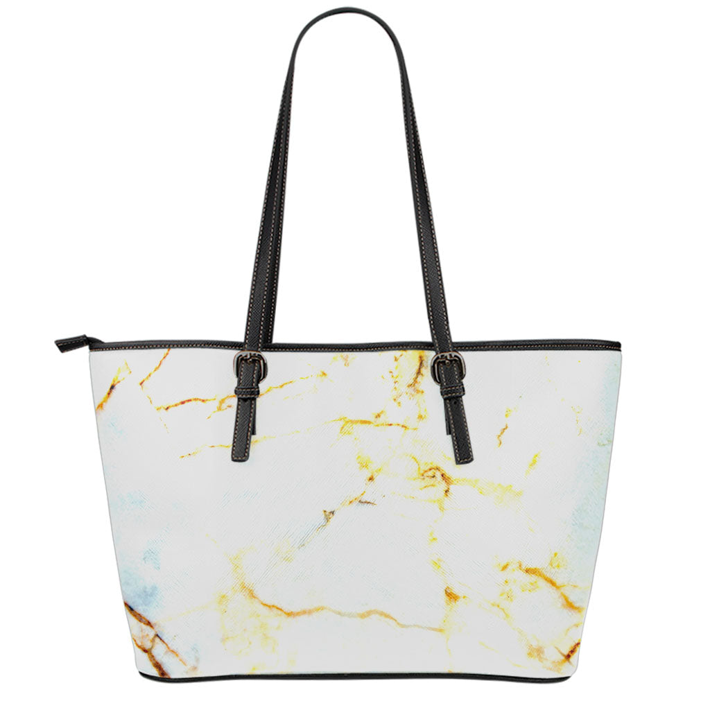 Natural Gold Marble Print Leather Tote Bag