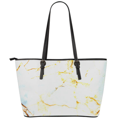 Natural Gold Marble Print Leather Tote Bag