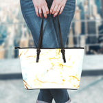 Natural Gold Marble Print Leather Tote Bag
