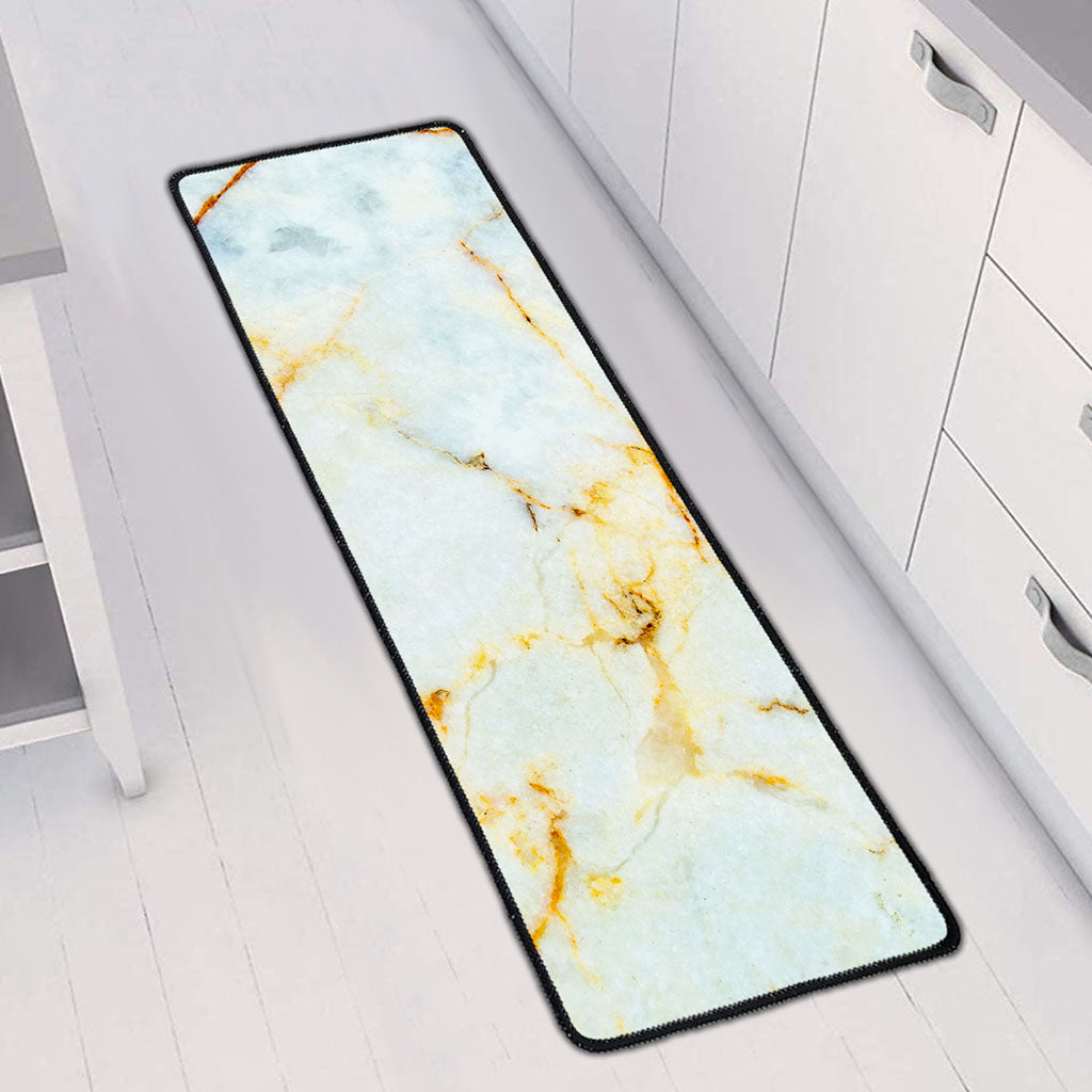 Natural Gold Marble Print Long Kitchen Mat