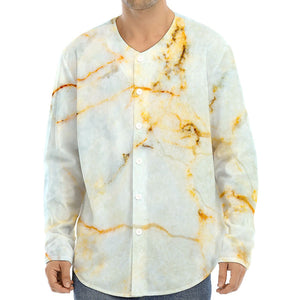 Natural Gold Marble Print Long Sleeve Baseball Jersey