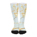 Natural Gold Marble Print Long Socks