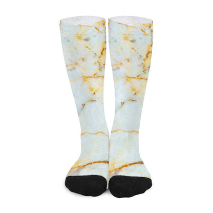 Natural Gold Marble Print Long Socks