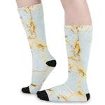 Natural Gold Marble Print Long Socks