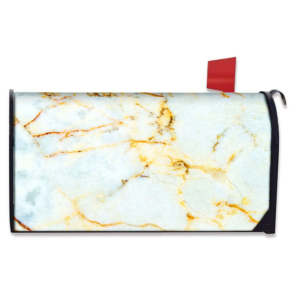 Natural Gold Marble Print Mailbox Cover