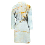 Natural Gold Marble Print Men's Bathrobe