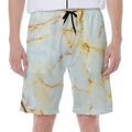 Natural Gold Marble Print Men's Beach Shorts