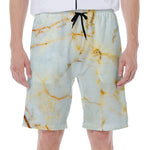 Natural Gold Marble Print Men's Beach Shorts