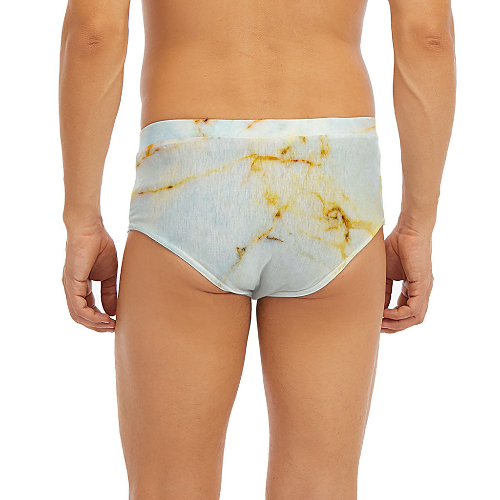 Natural Gold Marble Print Men's Briefs