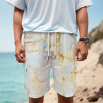 Natural Gold Marble Print Men's Cargo Shorts