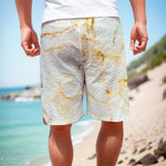 Natural Gold Marble Print Men's Cargo Shorts