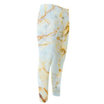 Natural Gold Marble Print Men's Compression Pants