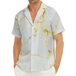 Natural Gold Marble Print Men's Deep V-Neck Shirt