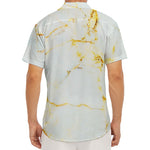 Natural Gold Marble Print Men's Deep V-Neck Shirt