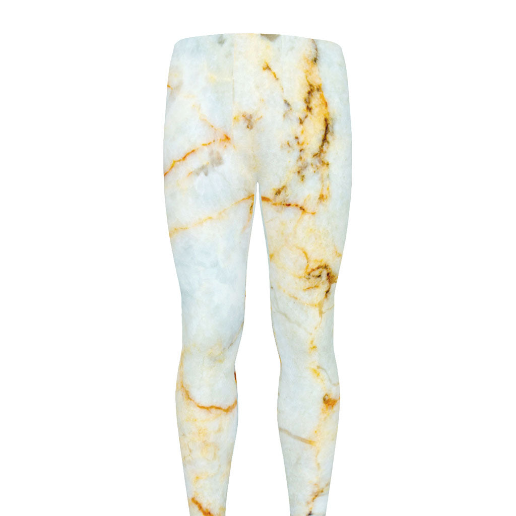 Natural Gold Marble Print Men's leggings