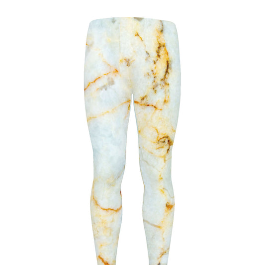 Natural Gold Marble Print Men's leggings