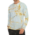 Natural Gold Marble Print Men's Long Sleeve Rash Guard