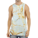 Natural Gold Marble Print Men's Muscle Tank Top
