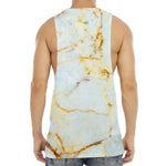 Natural Gold Marble Print Men's Muscle Tank Top