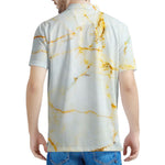 Natural Gold Marble Print Men's Polo Shirt