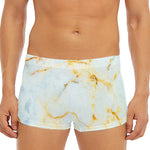 Natural Gold Marble Print Men's Short Boxer Briefs
