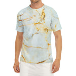 Natural Gold Marble Print Men's Short Sleeve Rash Guard