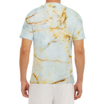 Natural Gold Marble Print Men's Short Sleeve Rash Guard