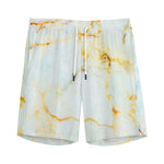 Natural Gold Marble Print Men's Sports Shorts