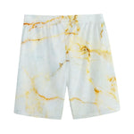 Natural Gold Marble Print Men's Sports Shorts