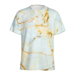 Natural Gold Marble Print Men's Sports T-Shirt
