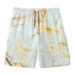 Natural Gold Marble Print Men's Swim Trunks