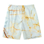 Natural Gold Marble Print Men's Swim Trunks