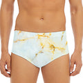 Natural Gold Marble Print Men's Triangle Swim Briefs
