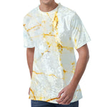 Natural Gold Marble Print Men's Velvet T-Shirt