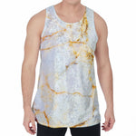 Natural Gold Marble Print Men's Velvet Tank Top