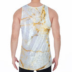 Natural Gold Marble Print Men's Velvet Tank Top