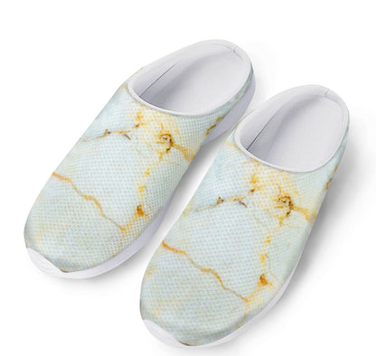 Natural Gold Marble Print Mesh Casual Shoes