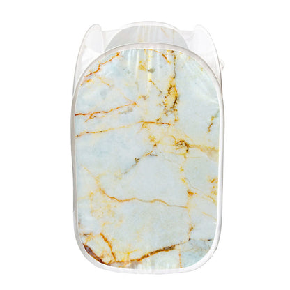 Natural Gold Marble Print Mesh Laundry Hamper