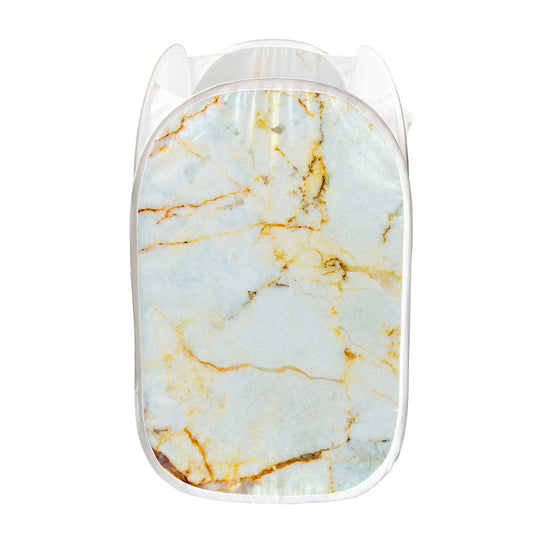 Natural Gold Marble Print Mesh Laundry Hamper